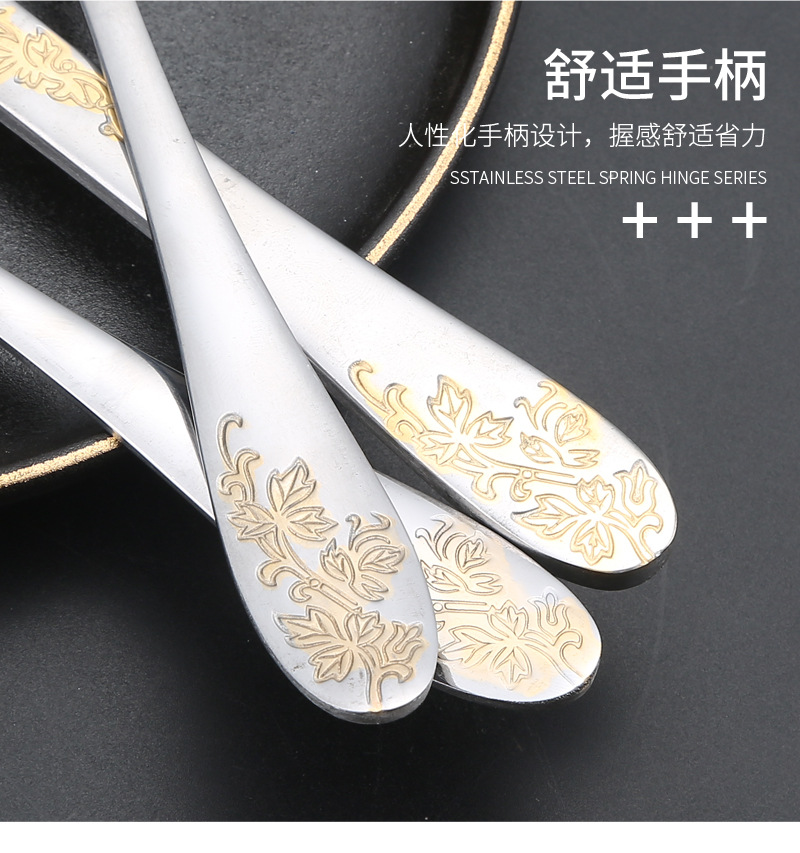 Cross-border Amazon stainless steel knife, fork and spoon Western tableware, creative steak knife and fork, hotel supplies four-piece set pic 13