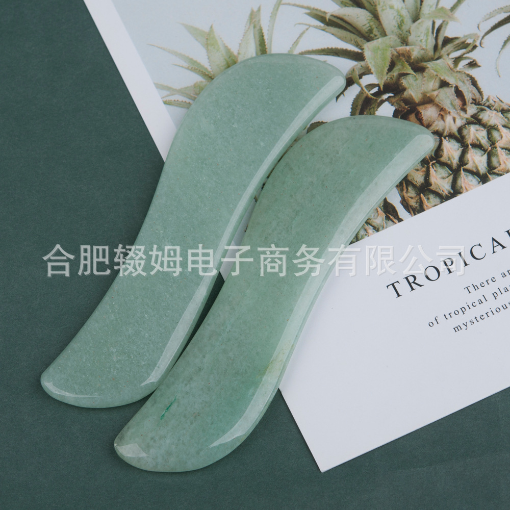 粉晶玉石厂家刮痧板粉水晶绿东陵面部脸部美容刮痧颈椎腿部全身详情5