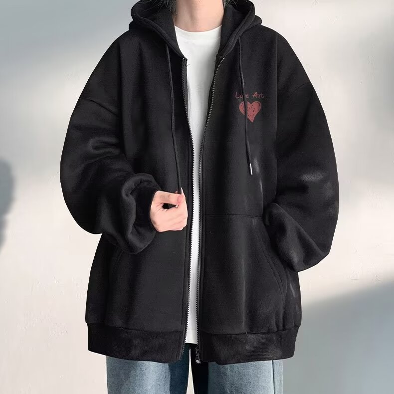 美式潮牌外套男士春秋季2024新款运动连帽开衫卫衣男生衣服夹克详情12