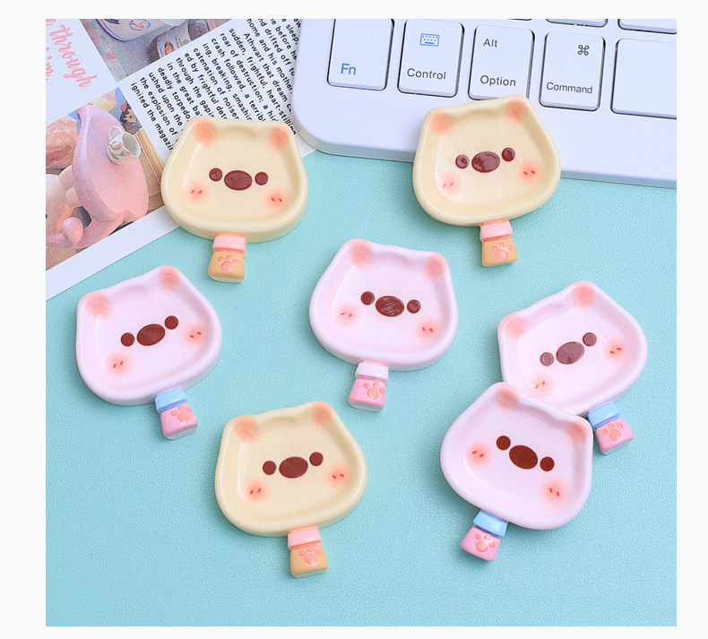 小熊手柄盘子卡通diy饰品配件创意洞洞鞋扣材料奶油胶树脂小配件详情17