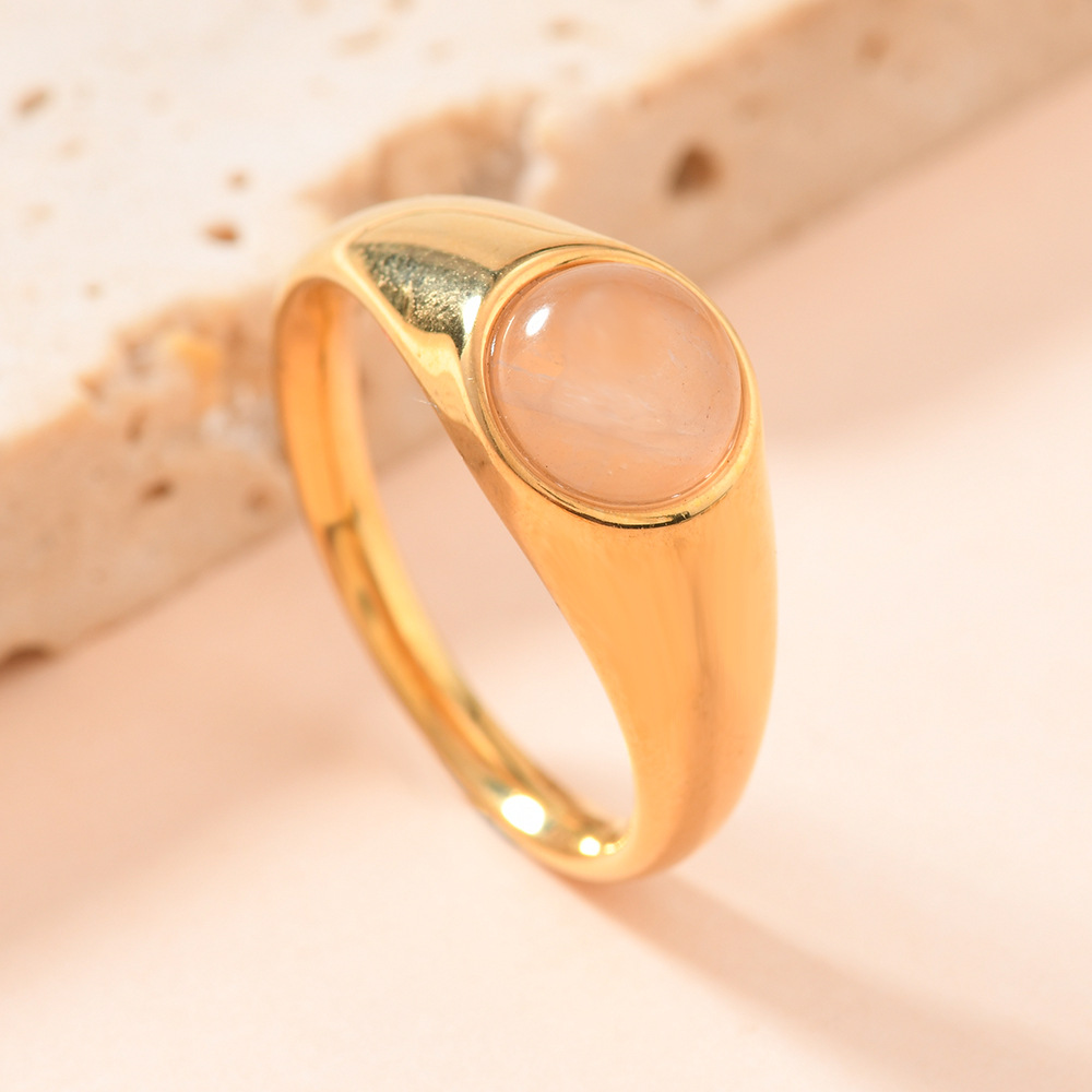 跨境时尚不锈钢铸造饰品 宫廷风铸造圆形镶天然石钛钢戒指厂家详情12