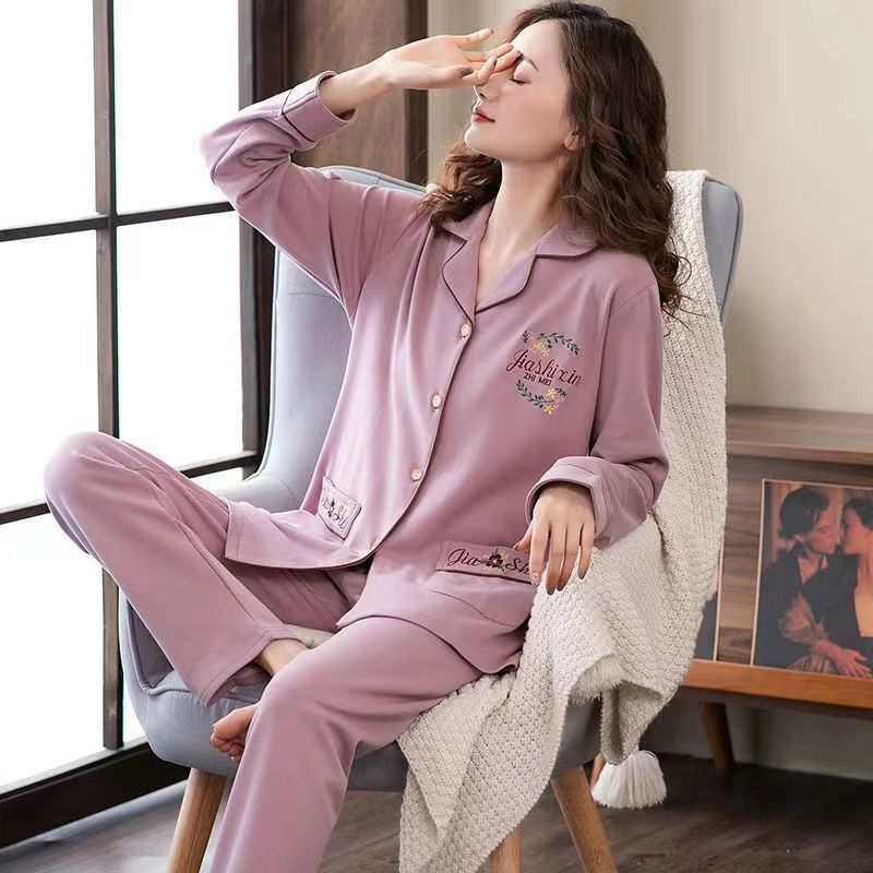 100%纯棉睡衣女春秋款长袖冬季大码睡衣夏季女士套装家居服可外穿详情6