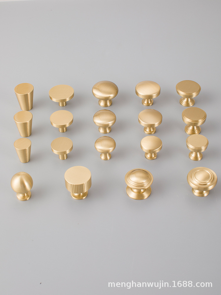 2022新款厂家直供现代简约黄铜门把手橱柜鞋柜衣柜柜门金色铜拉手详情13