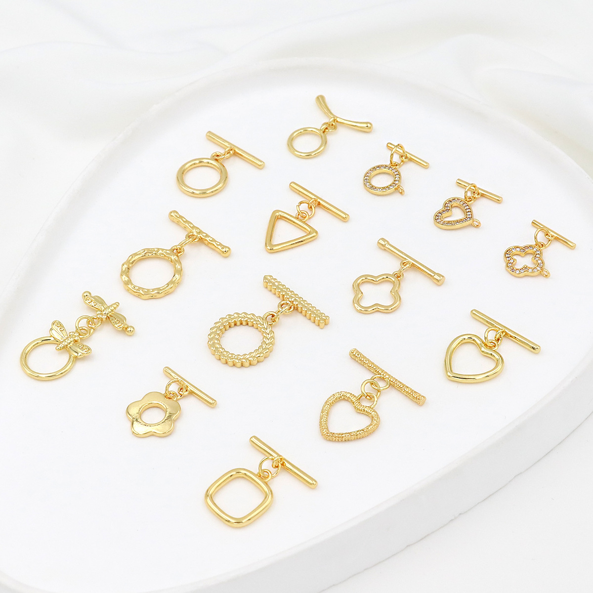 Color-preserving pure copper plated with 18K real gold OT clasp necklace bracelet ending connection clasp diy accessory factory B65 pic 8