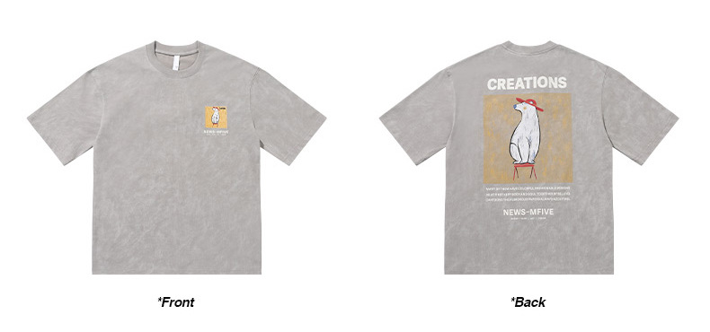 ALLIN 卡通印花短袖T恤男夏季美式重磅宽松百搭圆领五分半袖上衣详情32