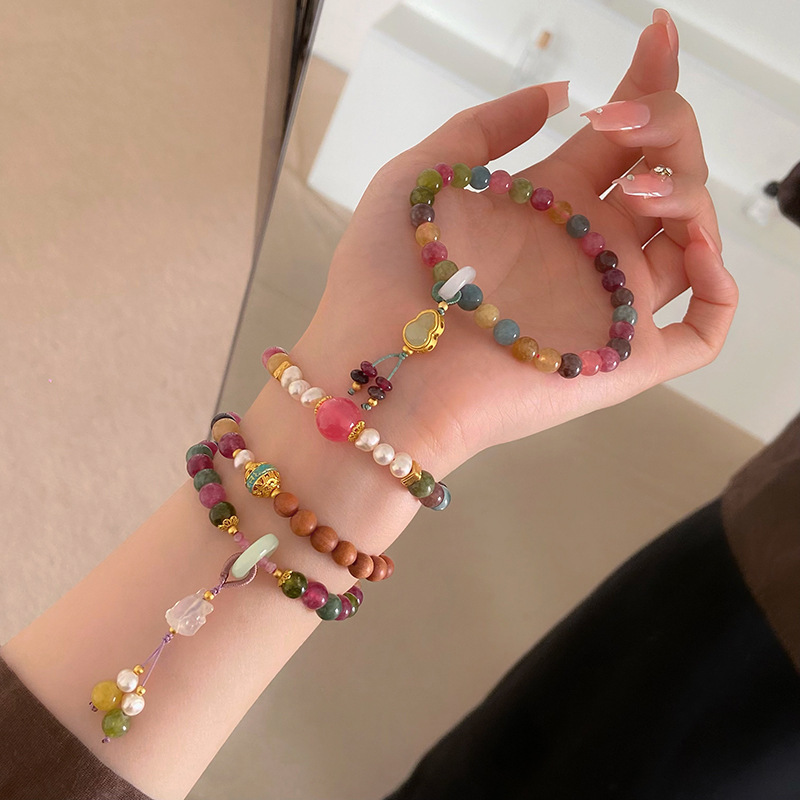 新款天然彩色碧玺狐狸双层手串女小众新中式七彩手串闺蜜女友礼物详情4