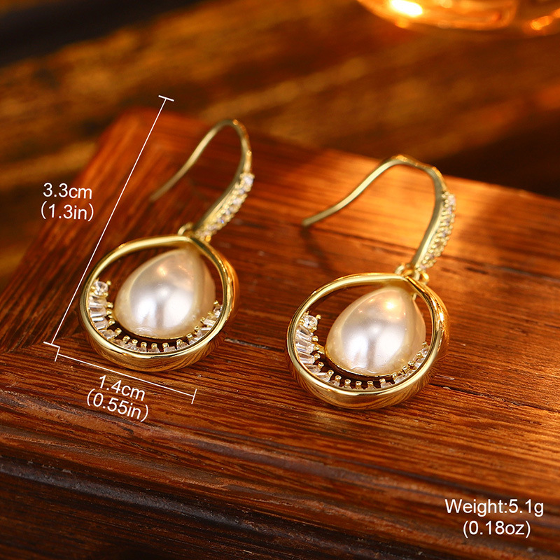 S925银针天然珍珠锆石耳钉花朵流苏多层耳环高级耳饰批发抖音爆款详情38