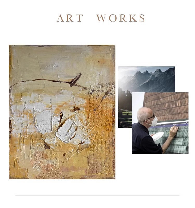 中古风肌理手绘油画侘寂风客厅装饰画玄关挂画餐边柜卧室壁画高级详情4