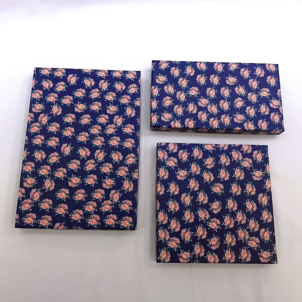 深蓝色印花系列丝巾盒围巾盒子包装盒空盒现货供应详情9