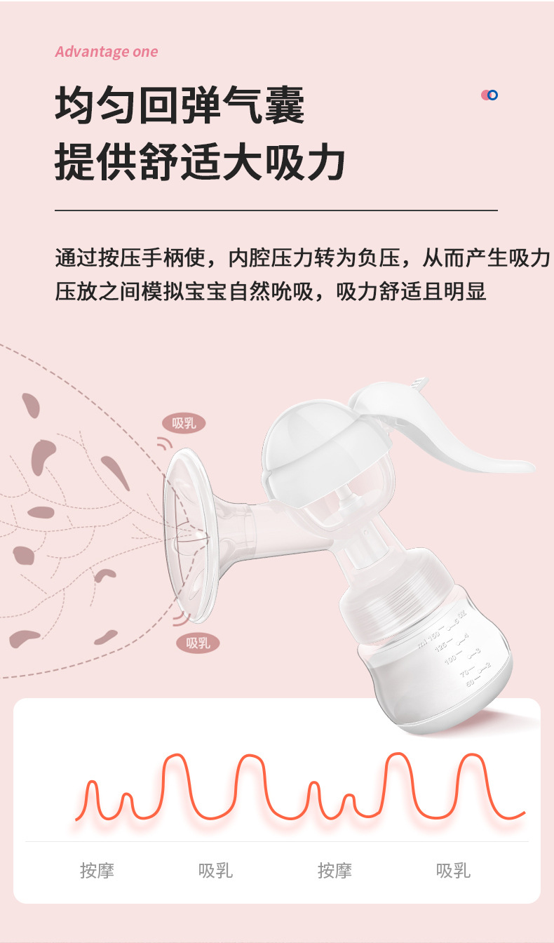 创意跨境新款手动吸奶器便携式母乳集乳器孕妇专用吸乳器厂家批发详情6