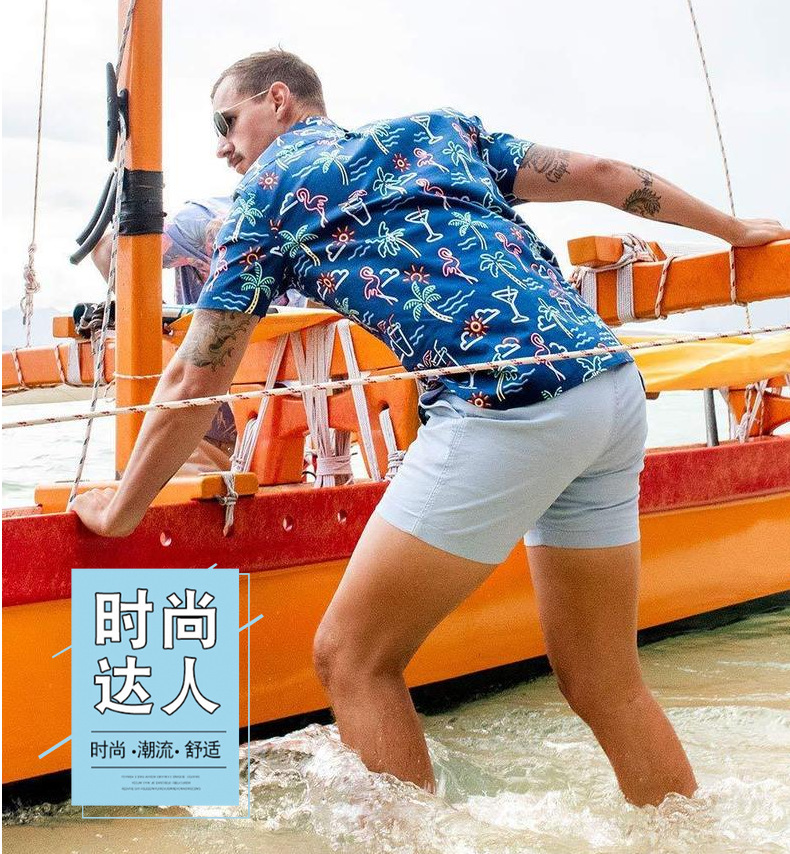 跨境2024新款夏季时尚宽松松紧腰带工装短裤男运动跑步男士休闲裤详情1