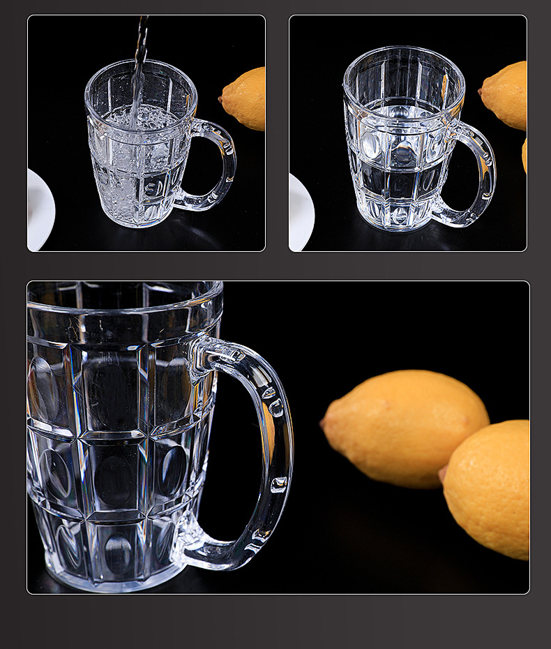 厂家批发酒吧家用KTV啤酒饮料果汁亚克力开水杯带把加厚耐热茶杯详情12