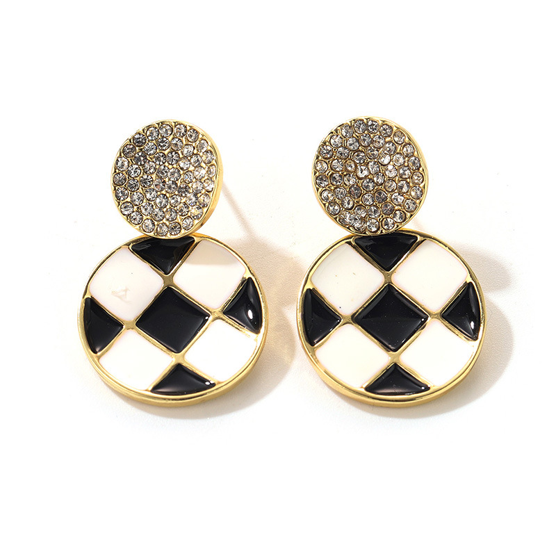 时尚经典黑白耳环气质耳饰复古镀14K真金圆形耳钉气质轻奢温柔925详情15