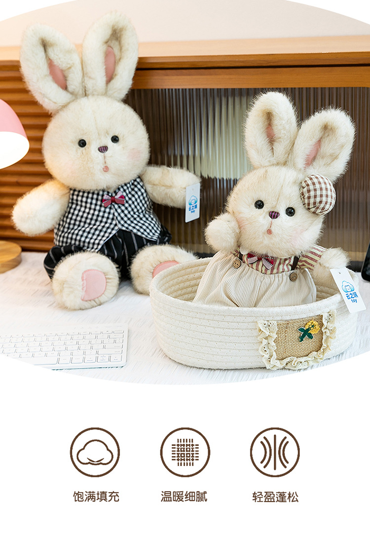 A pair of cute couple rabbit dolls, little white rabbit plush toys, bedpress dolls, wedding gift ornaments pic 12