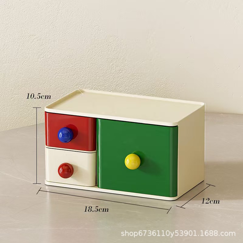 多巴胺桌面收纳盒ing风抽屉式可叠加防尘置物盒文具杂物整理盒子详情2