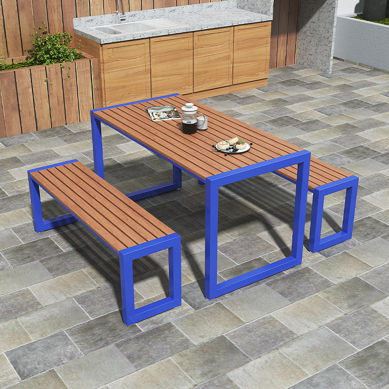 户外花园阳台防水防晒防腐木彩色桌椅室外塑木露天台庭院休闲桌椅详情6