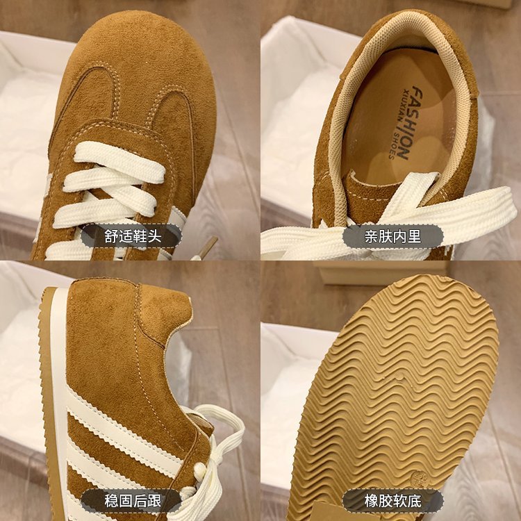 复古红色德训鞋女款小白鞋2025新款休闲板鞋运动厚底阿甘鞋详情35