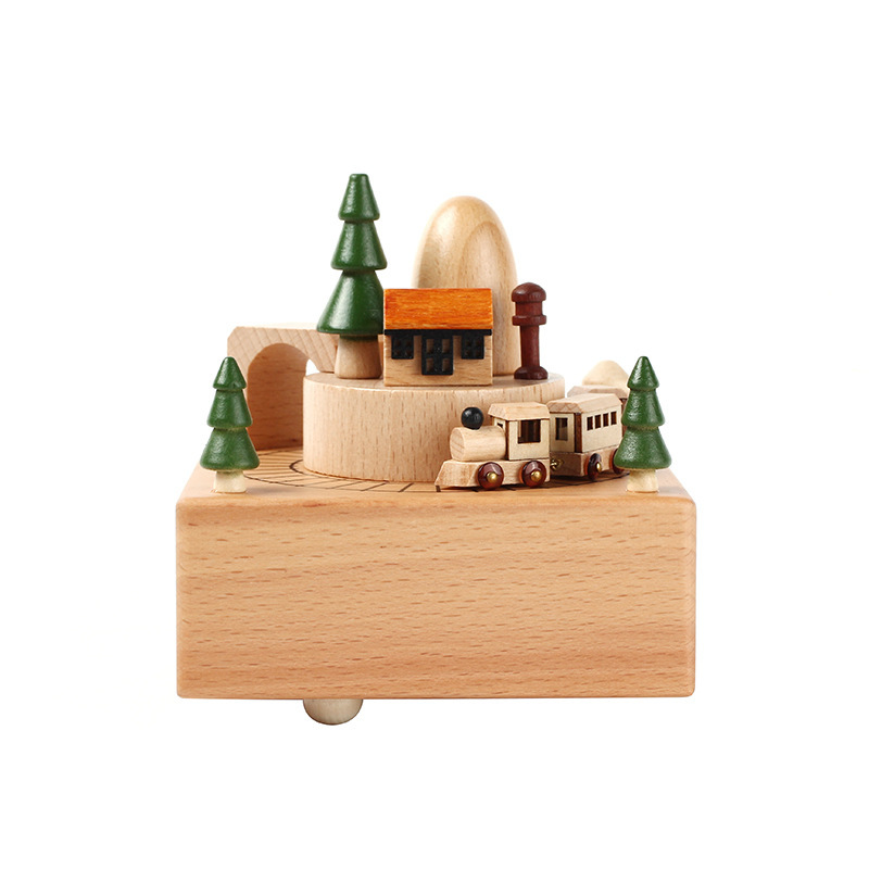 木质手工创意音乐盒儿童生日礼物旋转木马女孩跳舞八音盒跨境出口详情12