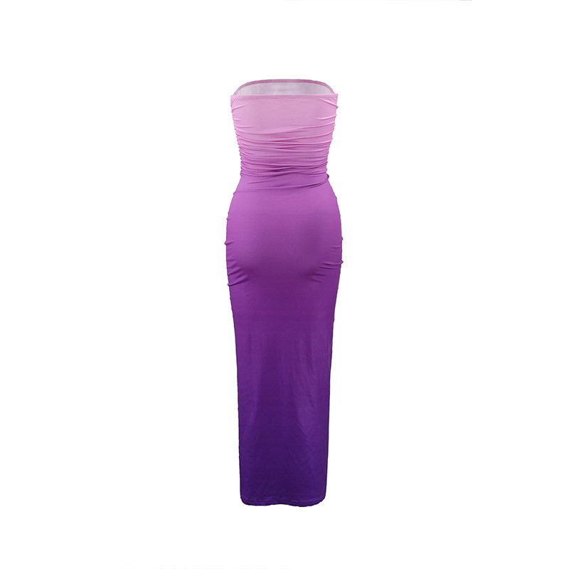 Slim sexy bra gradient medium and long style dress详情15