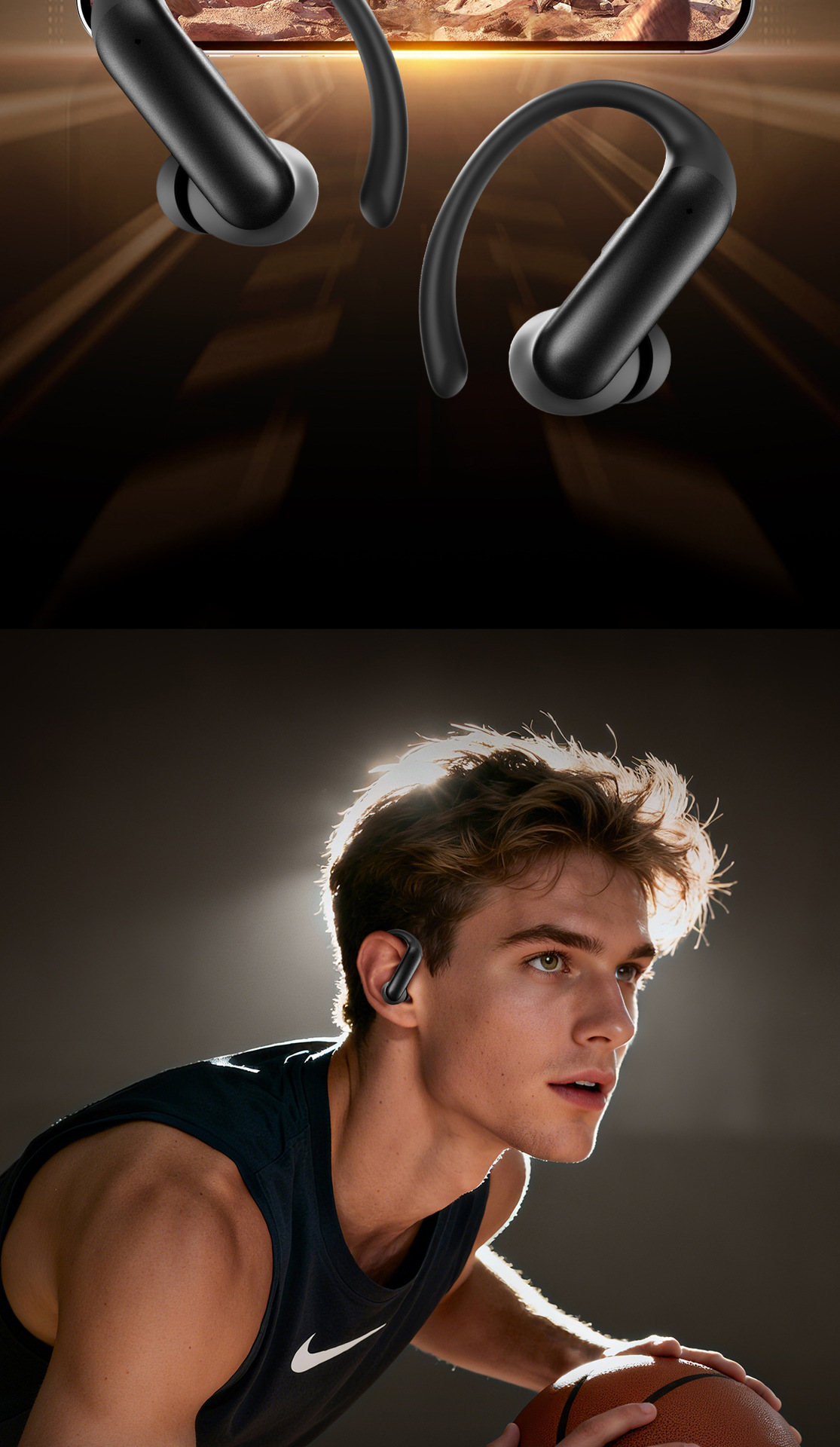 New smart cross-border model M145 ear-hanging OWS semi-in-ear open Bluetooth headphones with dual digital display private mold pic 14