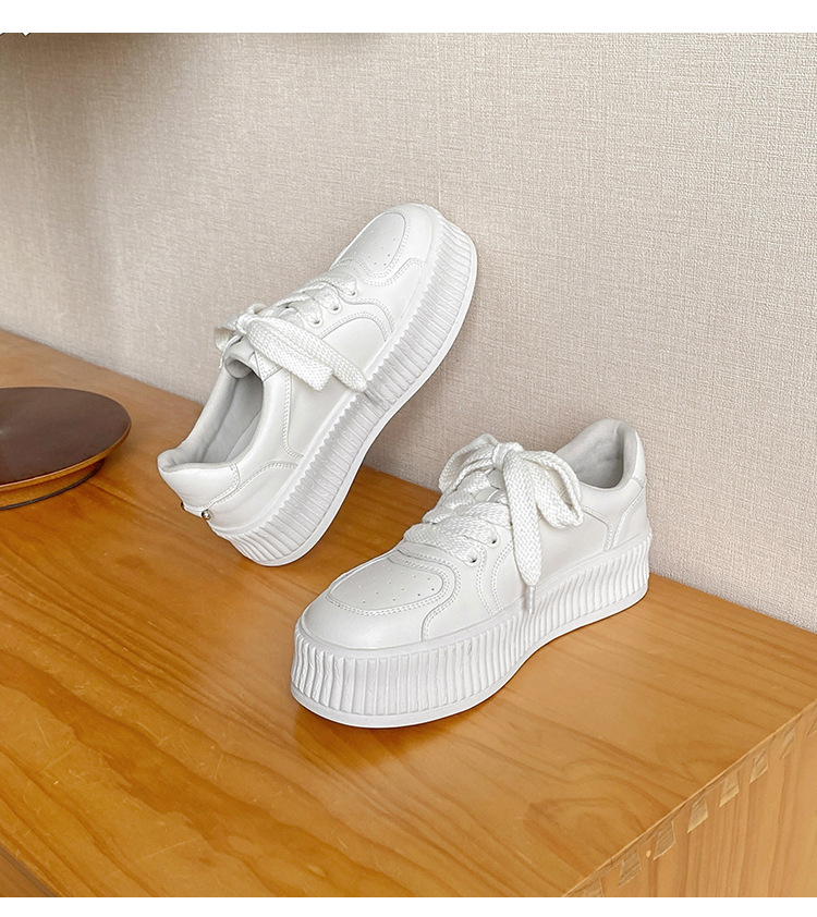 玛速主义2025春新款厚底增高小白鞋女休闲饼干圆头系带学院风板鞋详情22