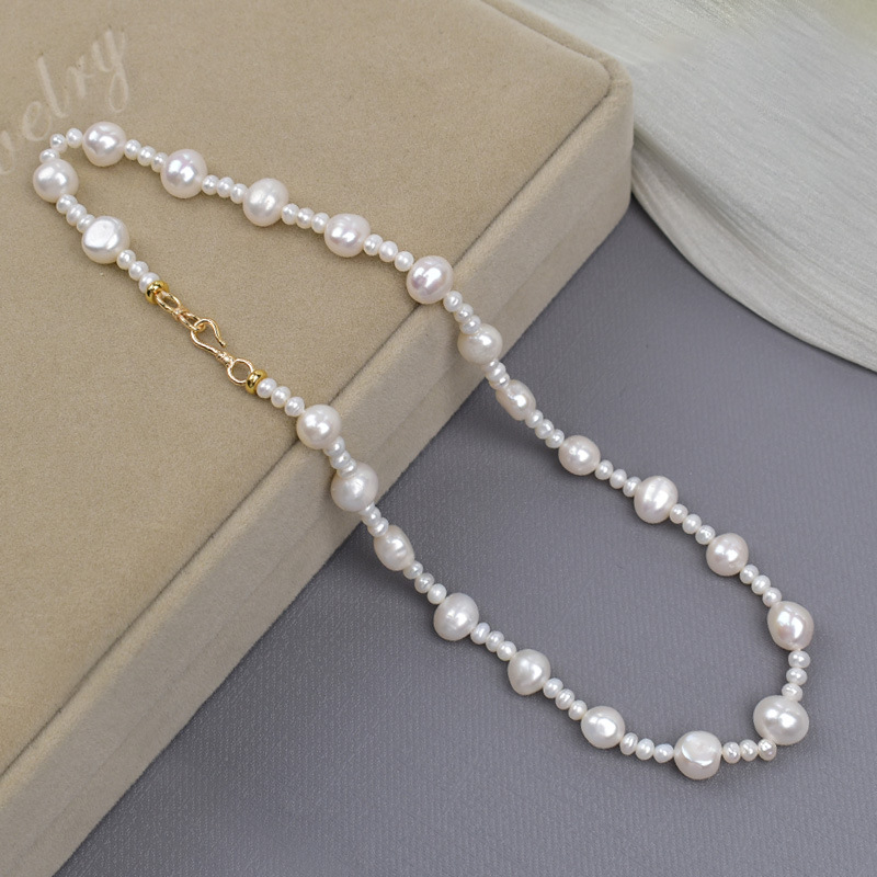 Irregular-shaped Baroque natural freshwater pearl necklace for women, exquisite and simple, irregular collarbone chain necklace pic 5