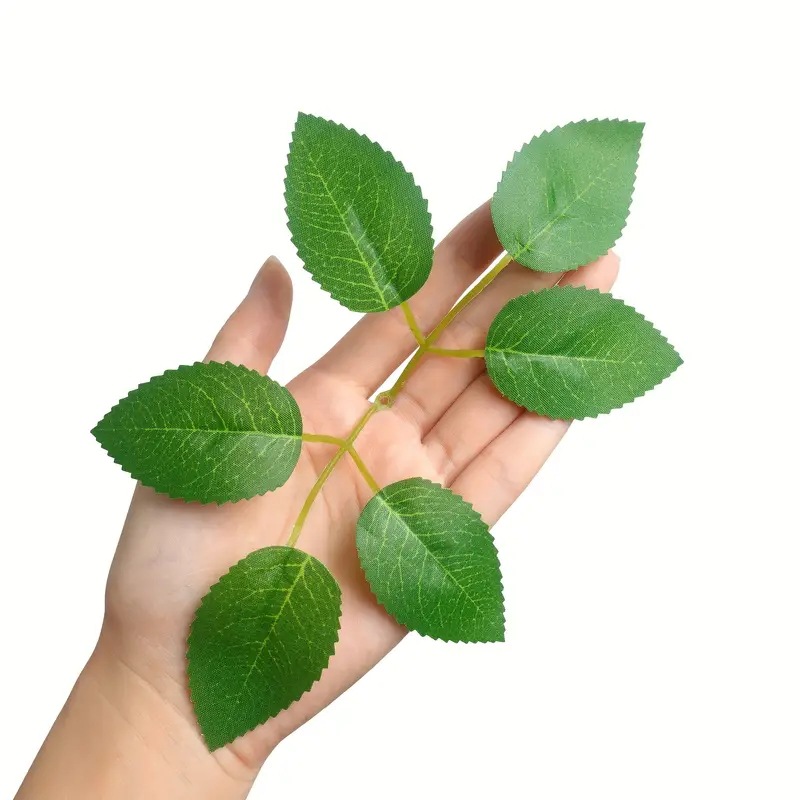 仿真玫瑰叶绢布头饰花环手工配饰假花批发园艺园林装饰叶片丝网花叶片厂家批发详情3