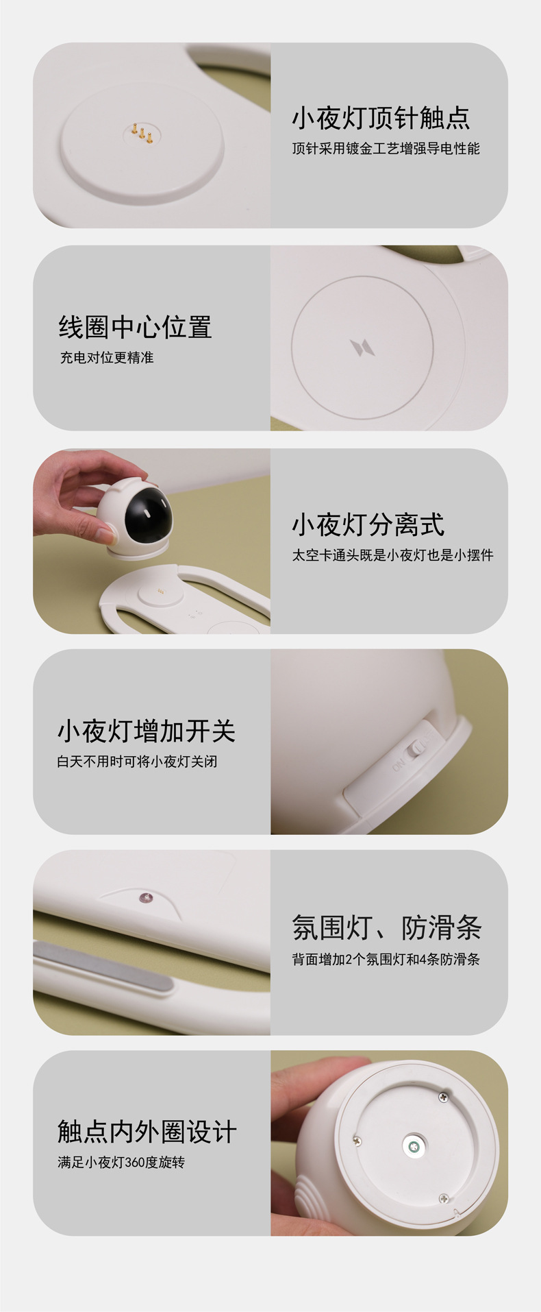 The cross-border super fast charging wireless charger and night light 2-in-1 is suitable for Apple Android general mobile phone charger M141 pic 13