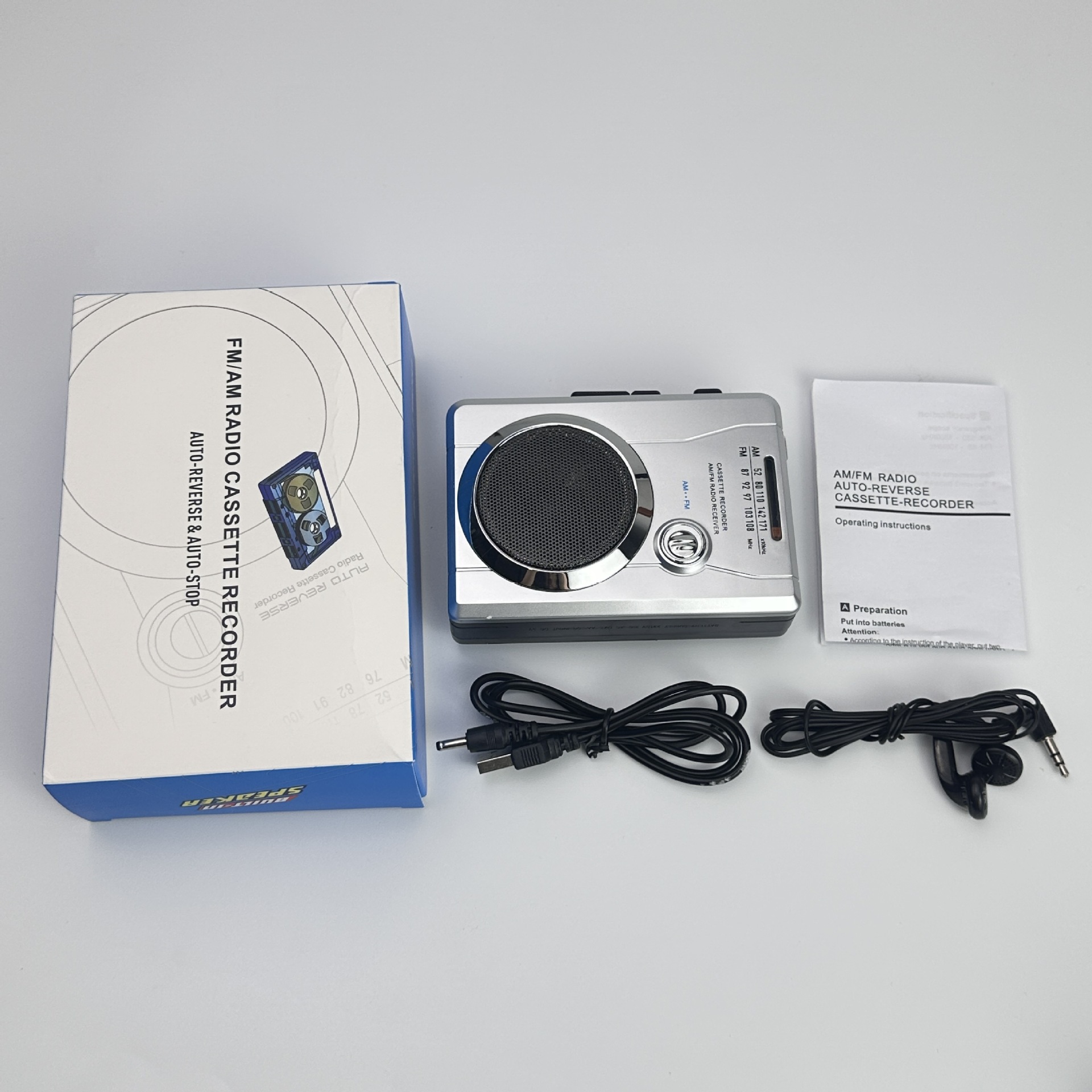 跨境便携磁带机卡扣户外收音机老式卡带播放机自动返带收录机外放详情1