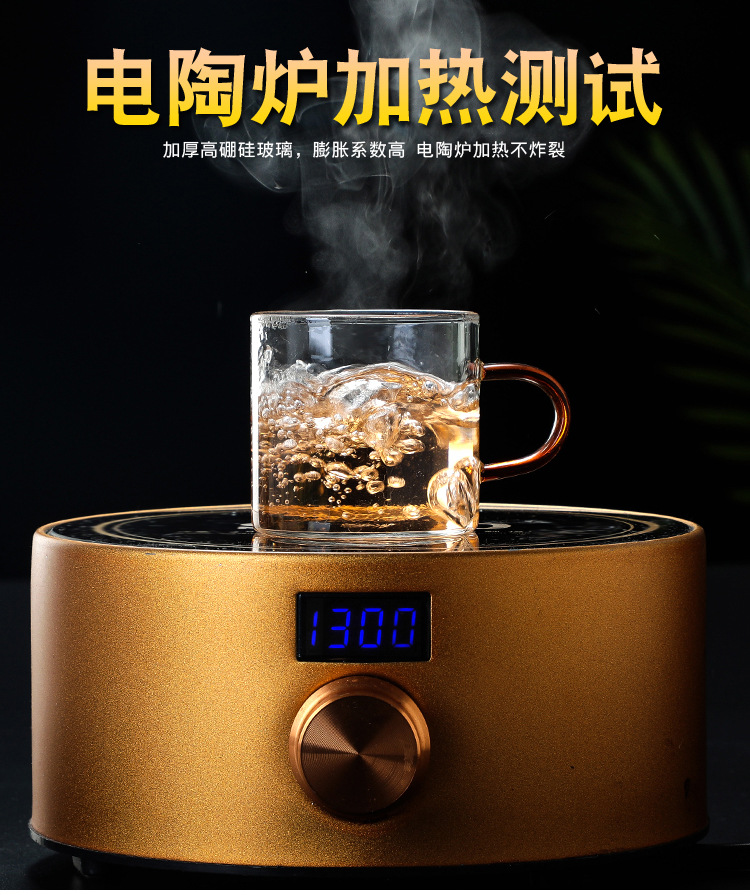 High borosilicate glass tea cups, master cups, heat-resistant transparent thickened tasting cups, small colored handle tea bowls, Gongfu tea sets pic 4