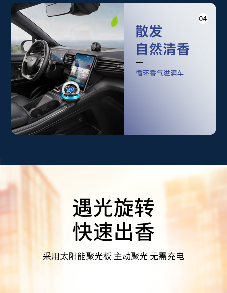 2025 New solar-powered car fragrance, rotating planet, Galaxy globe, car perfume, decorative fragrance pic 4