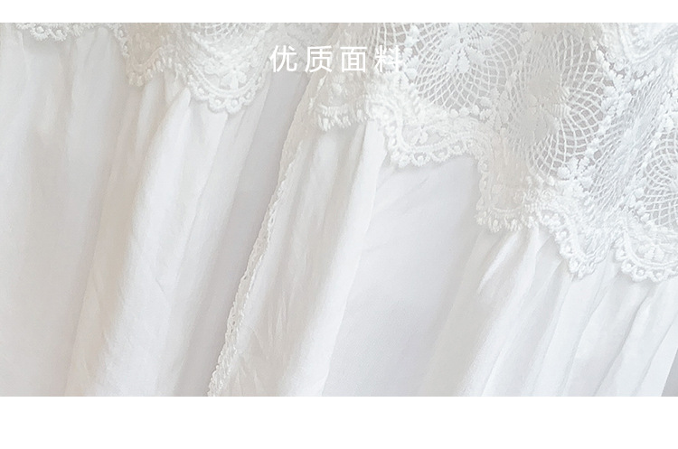 2024流行款连衣裙春夏白色甜美法式泡泡袖过膝长裙沙滩裙出游裙子详情6