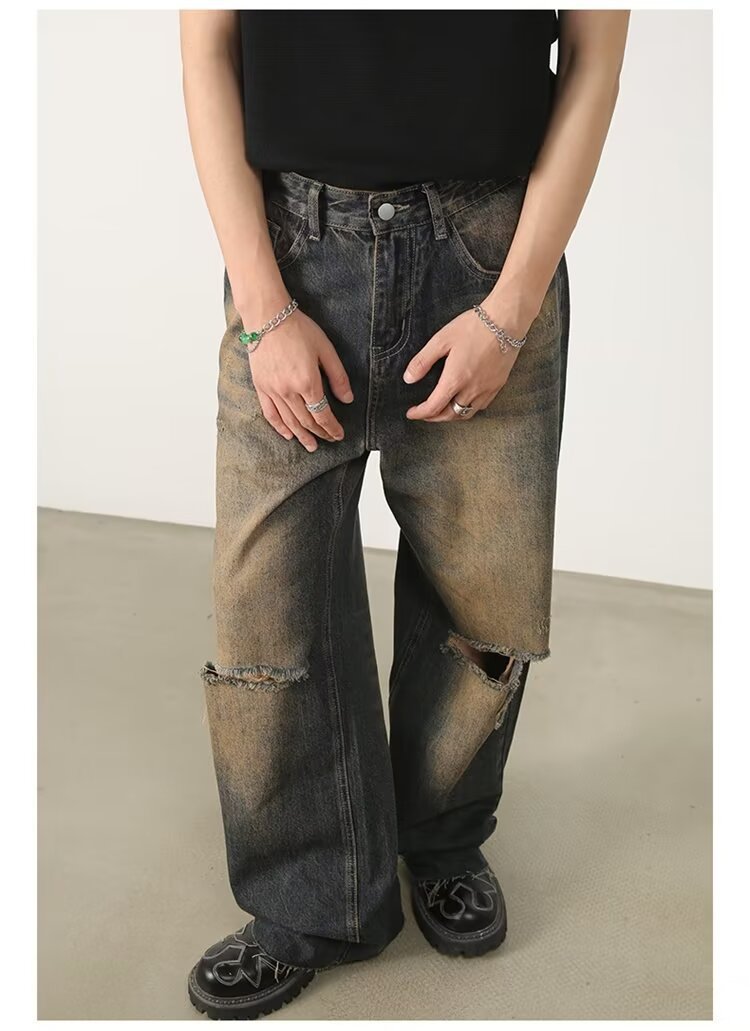 亚马逊LAZADA速卖通货源春秋水洗潮牌直筒休闲裤子男式宽松美式阔详情2