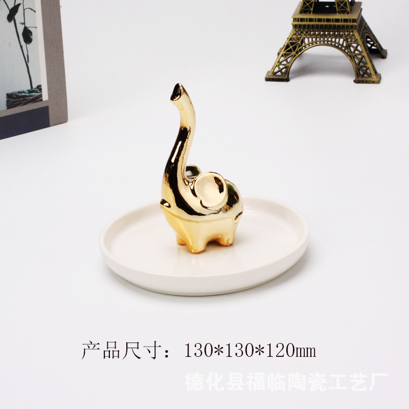 Nordic gold-plated ceramic handicrafts, gift jewelry plates, rings, watches, home storage plates, golden deer animal ornaments pic 41