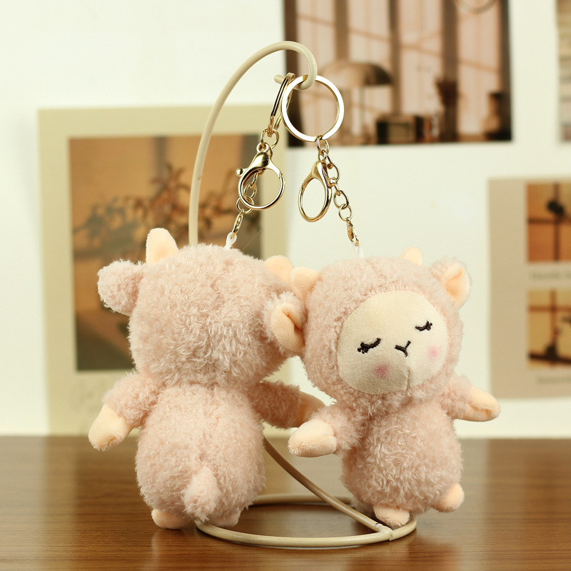 Cute little sheep plush toy pendant, muddled sheep bag pendant, keychain figurine, schoolbag pendant, little sheep pic 5