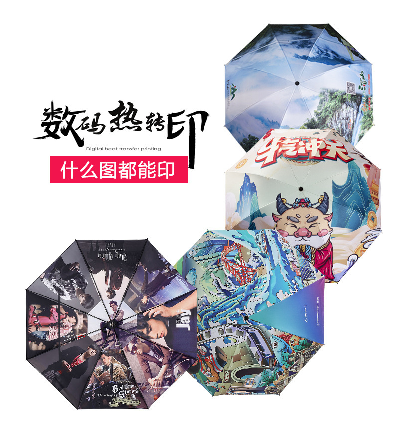 折叠遮阳雨伞定制logo来图定做可印图片彩色明星私人订制伞广告伞详情5