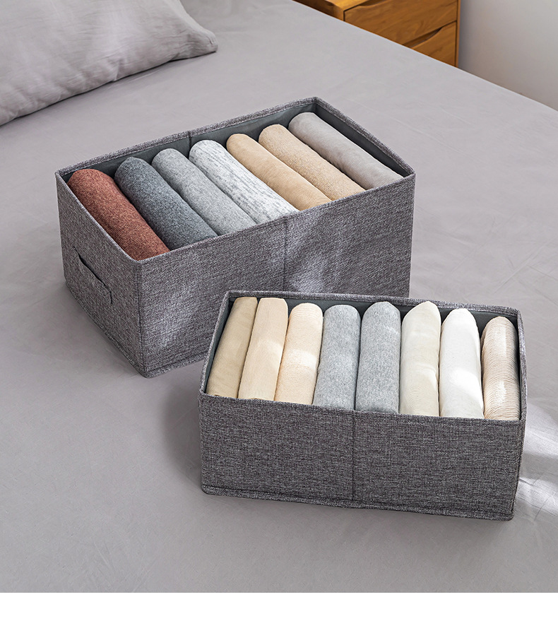 Pants storage box, wardrobe layering wonder, denim clothes compartments, clothing separation, home storage and organization box, fabric pic 1