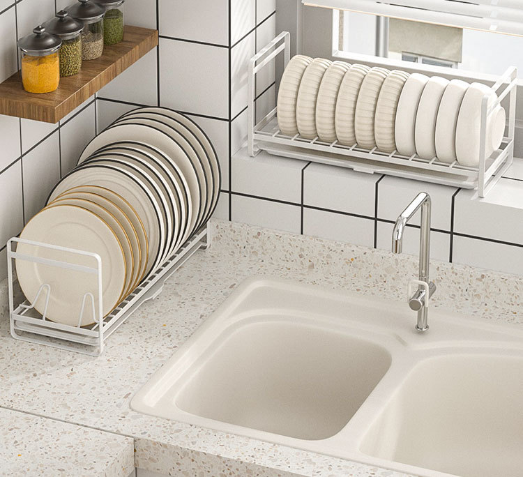 Bowl and plate storage rack, cupboard bowl rack, small cabinet interior storage rack, kitchen bowl and plate draining carbon steel storage and organization rack pic 2