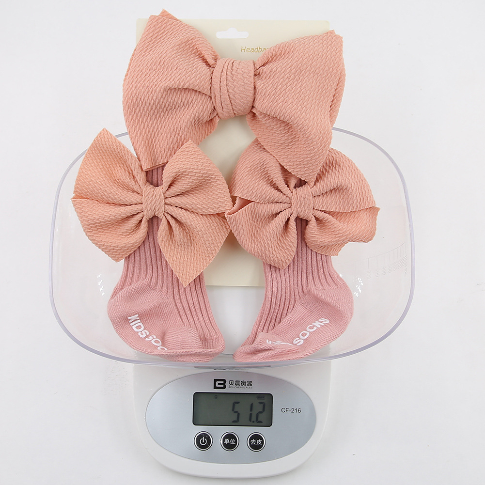 欧美新款款儿童发带袜子套装甜美蝴蝶结头带婴儿拍摄道具百日送礼详情11