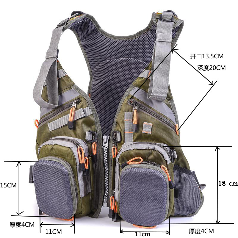 Fishing vest + life jacket + backpack, multi-functional life jacket, fly fishing backpack with multiple pockets pic 1