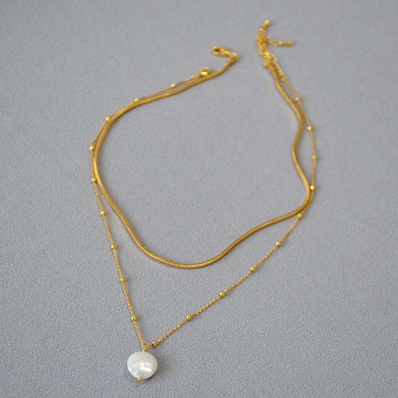 白百何李一桐巴洛克珍珠项链女叠戴蛇骨链设计高级感锁骨链详情9