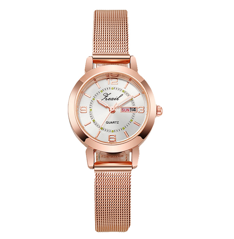 网红直播女士手表跨境爆款韩版简约防水夜光双日历非机械手表现货详情15