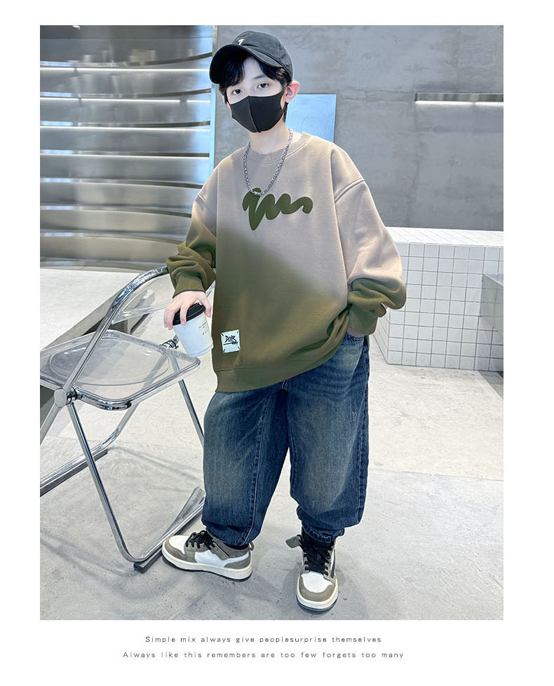 男童卫衣长袖秋装扎染新款字母印花学生帅气中大童春秋季上衣男孩详情15