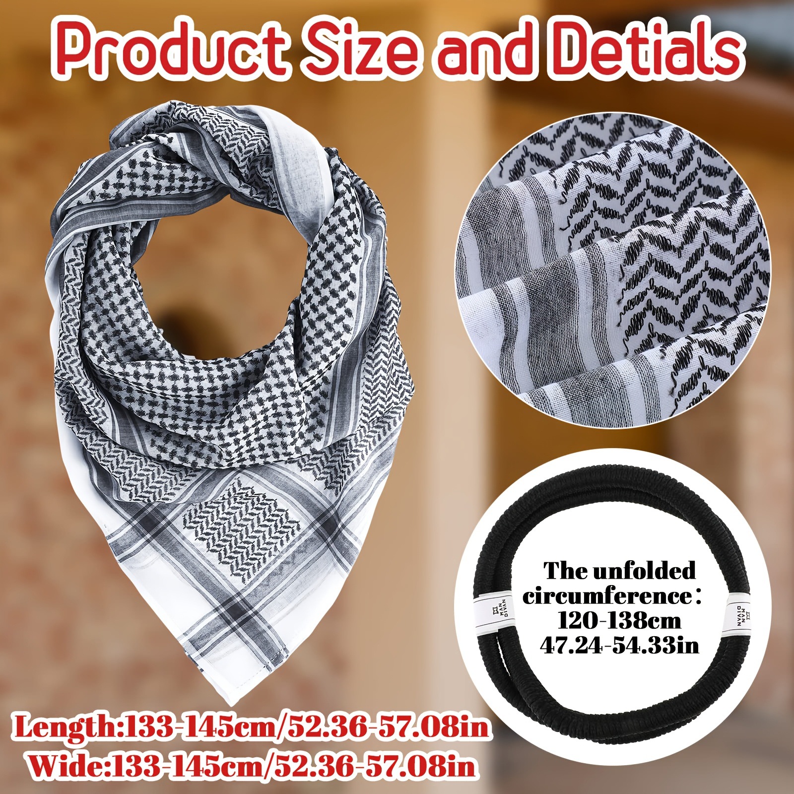Cross-border Arab headscarves, Dubai headscarves, Saudi and Afghan travel bags, headwear. Men do not need headbands + headscarves pic 6