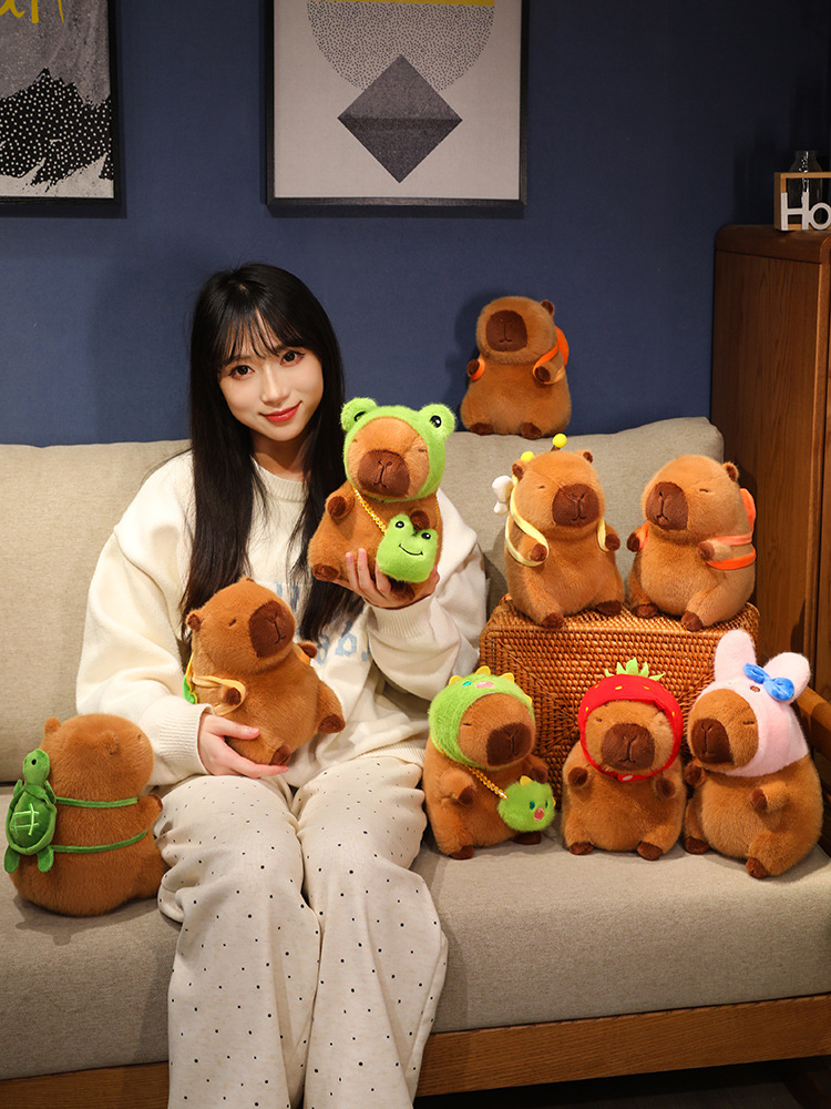 跨境外贸卡皮巴拉公仔玩偶毛绒玩具抱枕水豚钥匙扣可爱挂件送礼物详情12