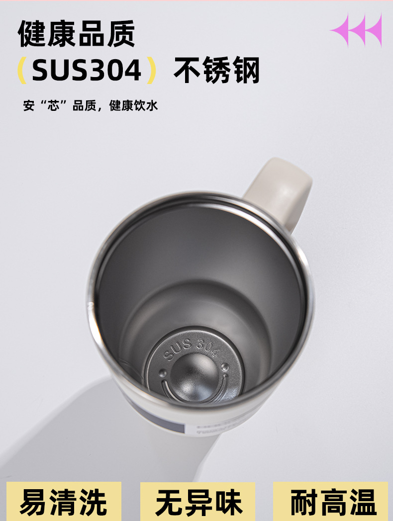 道奇尊爵吸管双饮保温杯男女不锈钢车载手柄冰霸杯学生大容量水杯详情3