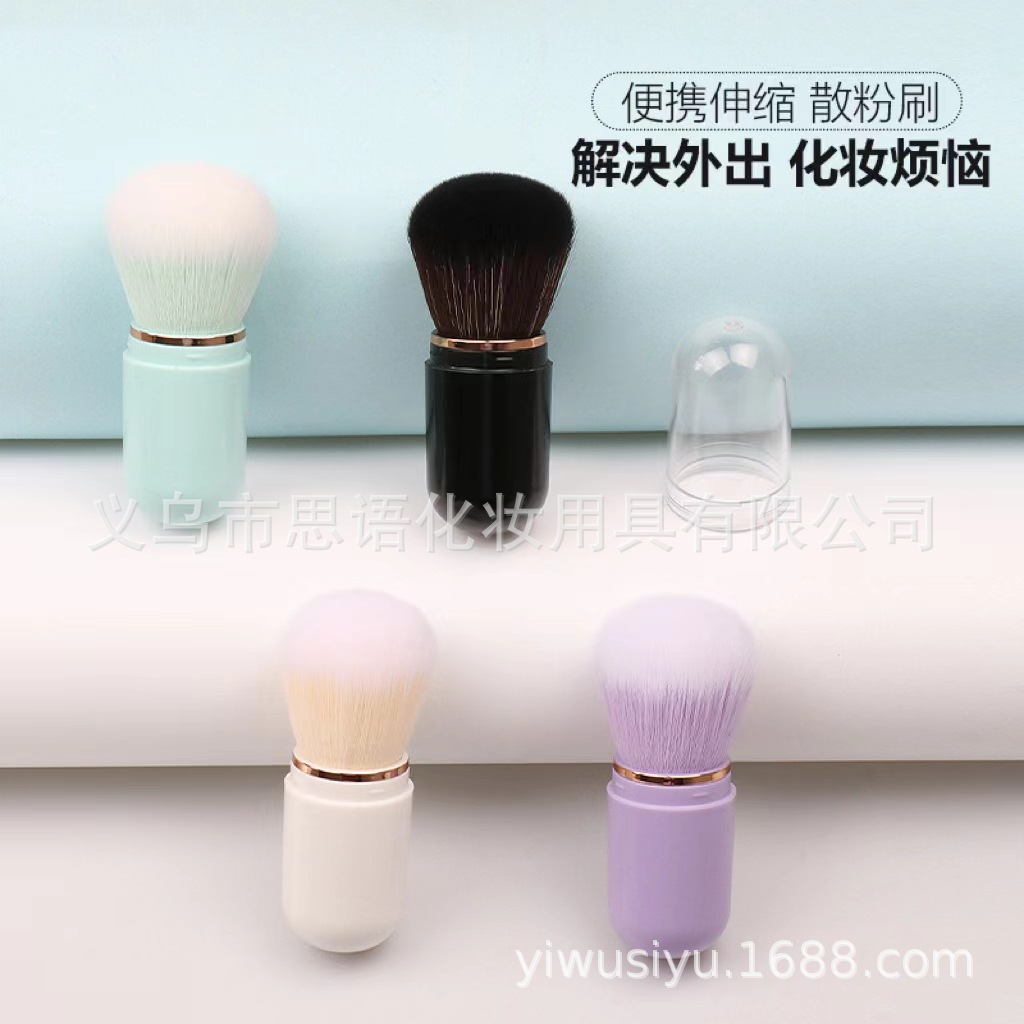 New single-piece portable capsule retractable blush brush, plastic fiber bristle makeup tool, multi-functional mini brush pic 5