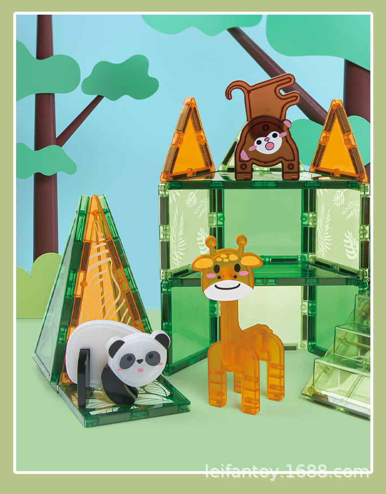 Cross-border. Magnetic sheet farm Dinosaur scene Color window Magnetic sheet Early education assembly building block toys pic 7