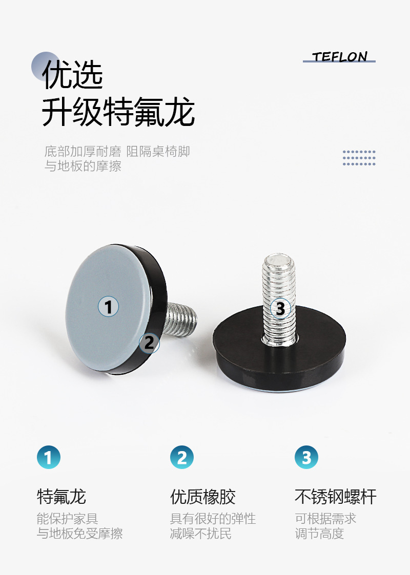 Teflon adjustable foot pads for furniture, table and chair foot pads for easy movement and adjustment of feet, floor protection pads for adjustable feet pic 10