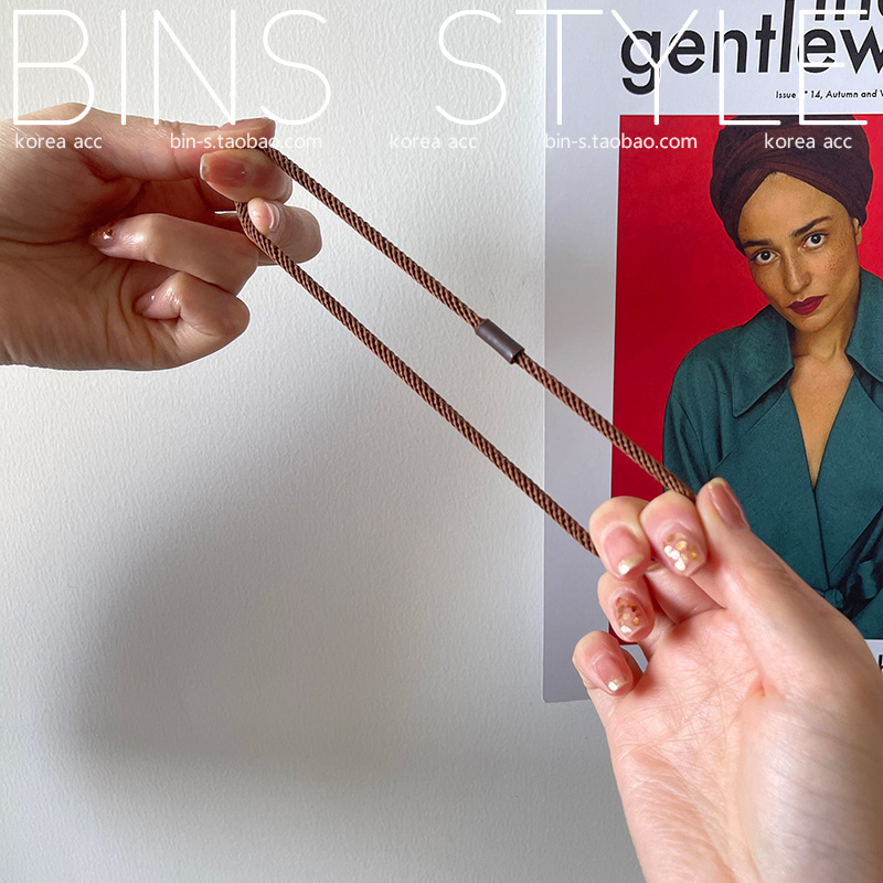 韩式棕色系高弹力发绳基础好用皮筋大地色斜纹扎发耐用头绳发饰详情3